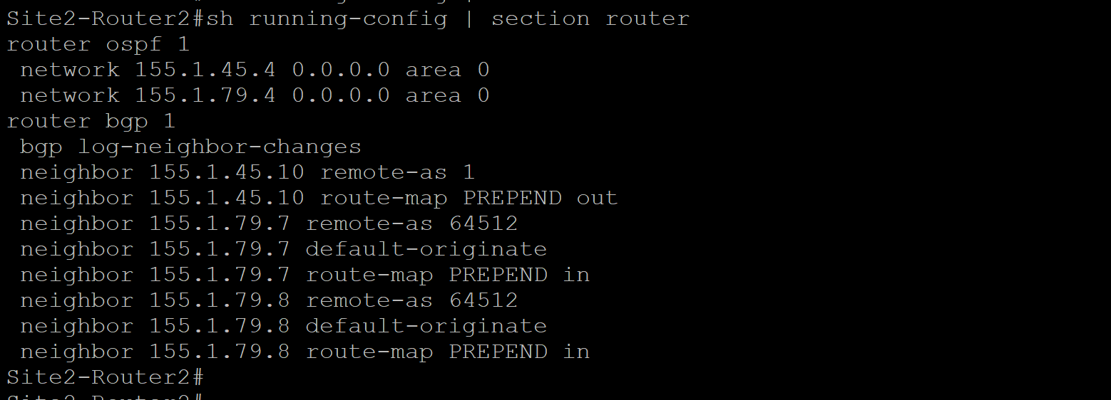 Site 2 Router 2 Configuration